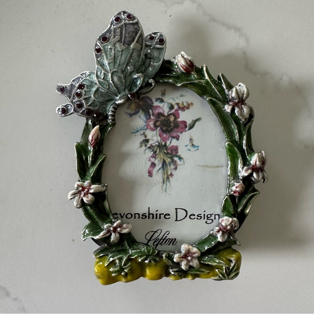 Vintage Butterfly Floral Photo Frame - Green and Yellow